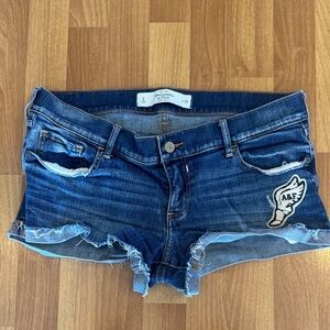Abercrombie & Fitch Denim Jean Shorts with Embroidered Patch